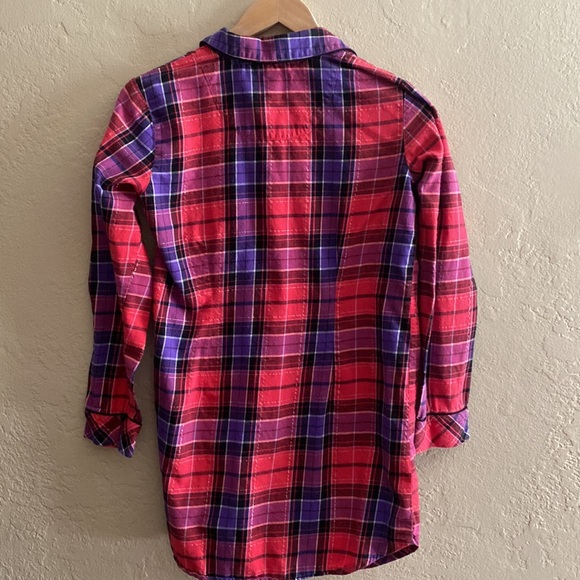 Victoria’s Secret Flannel Purple Red Pink Long Sleeve Nightgown Size XS - Picture 4 of 6